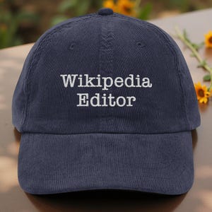 Wikipedia Editor Embroidered Corduroy Hat, Sarcastic Funny Quote Embroidery Vintage Hat, Gen Z Trendy Fashion Accessory Cap Gift