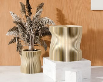 Maceta de interior "WAVRA" con drenaje, moderna maceta decorativa con bandeja de goteo, disponible en 4 tamaños y 18 colores, ideal como regalo de inauguración.