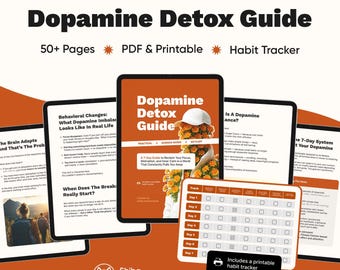 Dopamine-detoxgids • 7-daags resetplan voor focus, motivatie en mentale helderheid • Afdrukbare pdf met digitale gewoontetracker