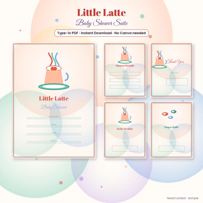 Babyparty-Set „Little Latte“ | Kaffee-Café-Thema (PDF zum Ausfüllen) Bild 1