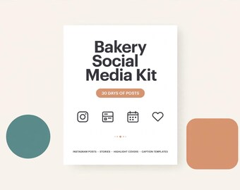 Kit per i social media del panificio, pacchetto di contenuti Instagram per 30 giorni (download digitale)
