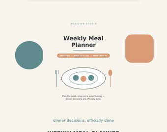 Undated Weekly Meal Planner, Grocery List, Pantry Inventory (Digital Download)