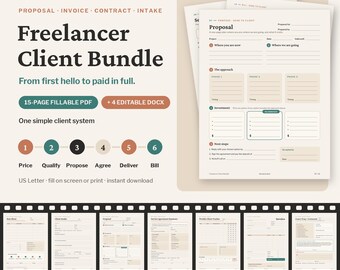 Freelancer-Kundenpaket: Angebots-, Rechnungs- und Vertragsvorlagen (PDF + bearbeitbare DOCX-Datei) – Sofort-Download