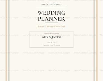 Hochzeitsplaner-Ordner (bearbeitbar, Canva) | Tagesablauf, Dienstleisterkontakte, Zeremonie, Empfang – Sofort-Download