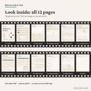 ADHD Focus Planner, Brain Dump, Habit Tracker (PDF Instant Download) image 2