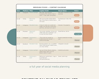 Bearbeitbare Content-Kalendervorlage, Social-Media-Planer für Kleinunternehmen (Digitaler Download)