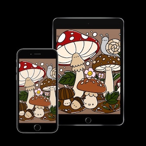 Kawaii Mushroom Print: Whimsical Forest Art with Snail (Digital Download)