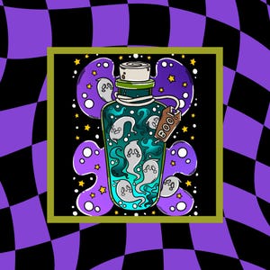 Ghost Potion Bottle Art Print | Spooky Cute Halloween Wall Decor | Digital Download