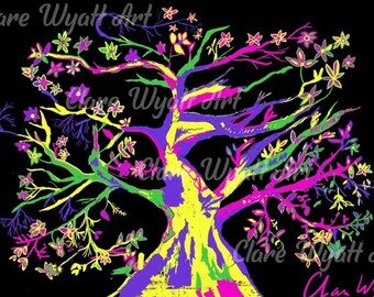 Glow Tree – Neon Printable Wall Art | Instant Download