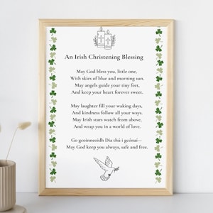 Christening Poem | Baptism Blessing Wall Art | Gaelic Nursery Print | Christening Gift | DIGITAL DOWNLOAD  | Newborn Gift
