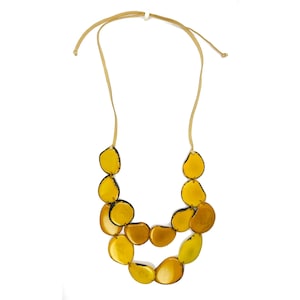 Yellow Tagua Nut Necklace: Eco-Friendly Vegetable Ivory Jewelry