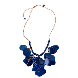 Blue Tagua Nut Necklace: Eco-Friendly Vegetable Ivory Jewelry