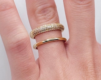 18k Gold Plated Open Ring | Adjustable Minimalist Band | Waterproof Non Tarnish Jewelry | Modern Delicate Statement Ring | Gift for her