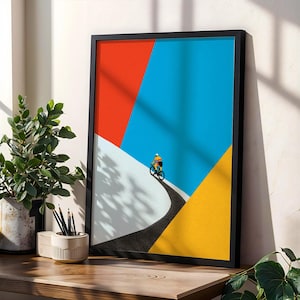 Cycling Wall Art Print Bauhaus Style – Modern Minimalist Bicycle Poster, Tour de France Inspired, Colorful Bike Decor, Gift for Cyclists