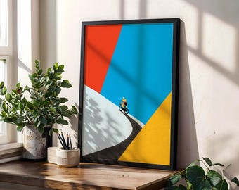 Cycling Wall Art Print Bauhaus Style – Modern Minimalist Bicycle Poster, Tour de France Inspired, Colorful Bike Decor, Gift for Cyclists