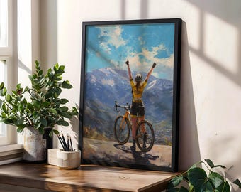 Plakat Tour de France Femmes – kolarka, wydruk obrazu, sztuka kolarska kobiet, dekoracja ścienna Giro, prezent na zwycięstwo w kolarstwie, sztuka Vuelta