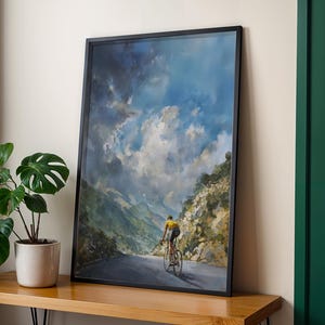 Tour de France Poster – Cycling Wall Art for Bike Lovers – Yellow Jersey Climb Print – Landscape Sports Decor - Vuelta & Giro Art