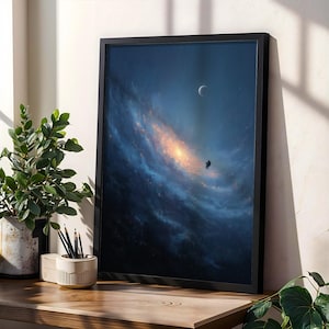 Galaxy Poster – Surreal Space Wall Art with floating Astronaut, Cosmic Nebula Print, Gift for Sci-Fi Lovers, Interstellar & Gravity Inspired