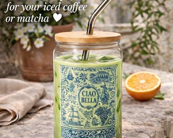 Glass Iced Coffee Cup With Lid And Straw Cute Matcha Cup Aesthetic Coffee Glass Reusable Tumbler Gift For Her Kitchen Drinkware