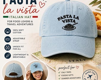 Funny Italian Embroidered Hat For Food Lovers Travel Gifts Aesthetic Summer Baseball Cap For Men And Women Adjustable Dad Hat Trendy Gift