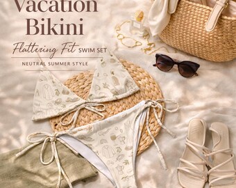 Neutral Bikini Set For Vacation Women Two Piece Swimsuit Beach Outfit Summer Bathing Suit Honeymoon Swimwear Flattering Fit
