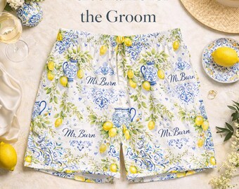 Personalized Mens Swim Trunks Custom Name Swim Shorts Honeymoon Gift For Husband Beach Vacation Matching Couple Swimwear
