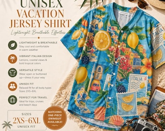 Lemon Print Vacation Shirt Set for Couples Unisex Travel Outfit for Amalfi Coast Adventure Matching Summer Italy Look Honeymoon Gift Idea