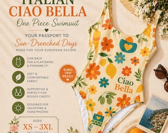 Retro Floral One Piece Swimsuit Italian Bathing Suit Vacation Outfit For Women Cute Summer Swimwear Gift For Her Pool Beachwear
