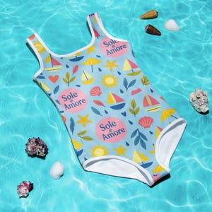 Mädchen Italien Badeanzug Kleinkind Einteiler Badeanzug Sommer Reise Strand Outfit Italienische Karte Badeanzug Geschenk für Mädchen Urlaub Outfit