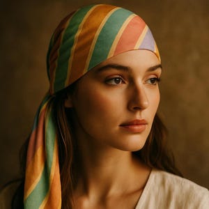 ストライプ柄ヘッドラップ バンダナ ヘアスカーフ ケモスカーフ 彼女へのギフト 夏用ヘッドスカーフ ボヘミアン ヘアラップ 軽量 バケーション用スカーフ 女性用