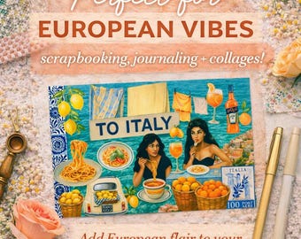Italy Food Postcard Travel Gift Collage Pizza Pasta Spritz Summer Art Print Aesthetic Italy Decor For Her Cute Europe Paper Stationery Card