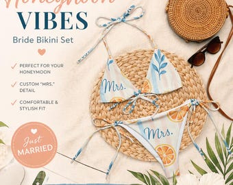 Mrs Bikini Set Bride To Be Swimsuit Honeymoon Swimwear Bachelorette Party Bride Gift Wedding Shower Matching Newlywed Beach Outfit