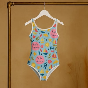 Girls Italy Swimsuit Toddler One Piece Bathing Suit Summer Travel Beach Outfit Italian Map Bathing Suit Gift For Girl Vacation Outfit