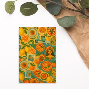 Italiaanse Positano ansichtkaart retro pizza citroen collage zomer kunst kaart schattig reis briefpapier esthetiek vakantie cadeau Italië muur decor afdrukken