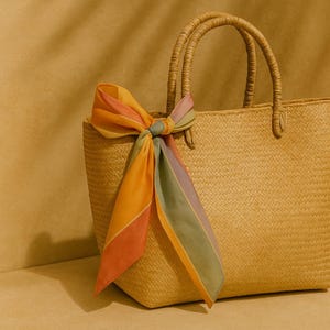 Bandana rayé accessoire de sac de plage fourre-tout écharpe breloque de sac d'été emballage de sac à main porte-clés pour tenue de voyage cadeau de piscine pour femme décontractée