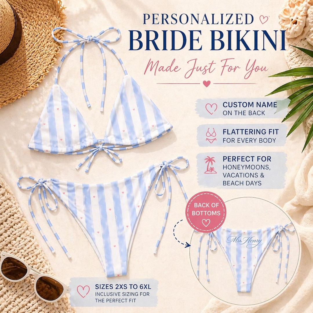 Bride Bikini Gift Personalized Mrs Swimsuit Honeymoon Outfit Custom ...