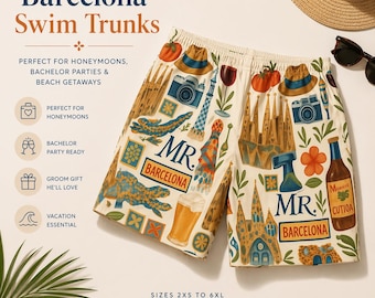 Honeymoon Swim Trunks For Groom Travel Gift Funny Husband Bathing Suit Custom Destination Wedding Shorts Bachelor Trip Outfit