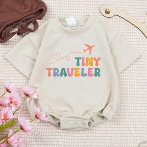 Tiny Traveler Baby Romper, Baby Shower Gift, Adventure Airplane Bodysuit, Wanderlust Baby Gift, Traveler Toddler, Little Explorer Romper.