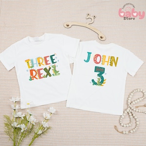 Custom Three Rex Birthday Toddler Tee, Dinosaur Birthday Tee, 3rd Birthday Boy Outfit, Dinosaur Birthday Toddler, Custom Third Birthday Gift