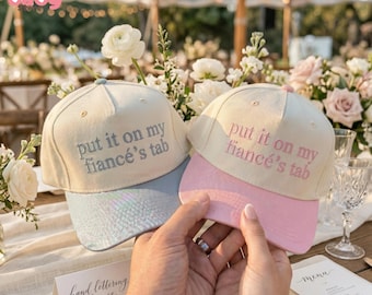 Embroidered Fiance Tab Cap, Bachelorette Wedding Party Hat, Bride To Be