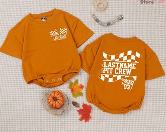 Personalized Racing Pit Crew Baby Romper, Checkered Flag Outfit