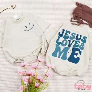 Jesus Loves Me Romper, Christian Kids Tee for Boy or Girl Outfit, Christian Baby Shirt, Baby Christian Gift
