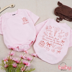 Personalized Girls Just Wanna Be One Baby Romper, Pink Bow One Birthday Girl Outfit, 1st Birthday Bodysuit, Baby Shower Gift, Cute Pink Bow