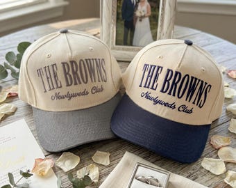 Embroidered Couple Caps, Custom Mr Mrs Hats, Wedding Announcement, Honeymoon Gift