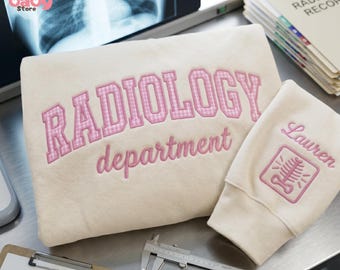 Embroidered Gingham Radiology Department Sweatshirt, Radiology Tech Gift, X Ray Tech Tee