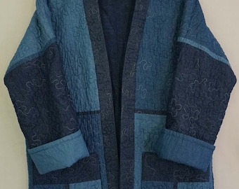 DARK DENIM QUILTED TEXTURED JACKET - M main image 1