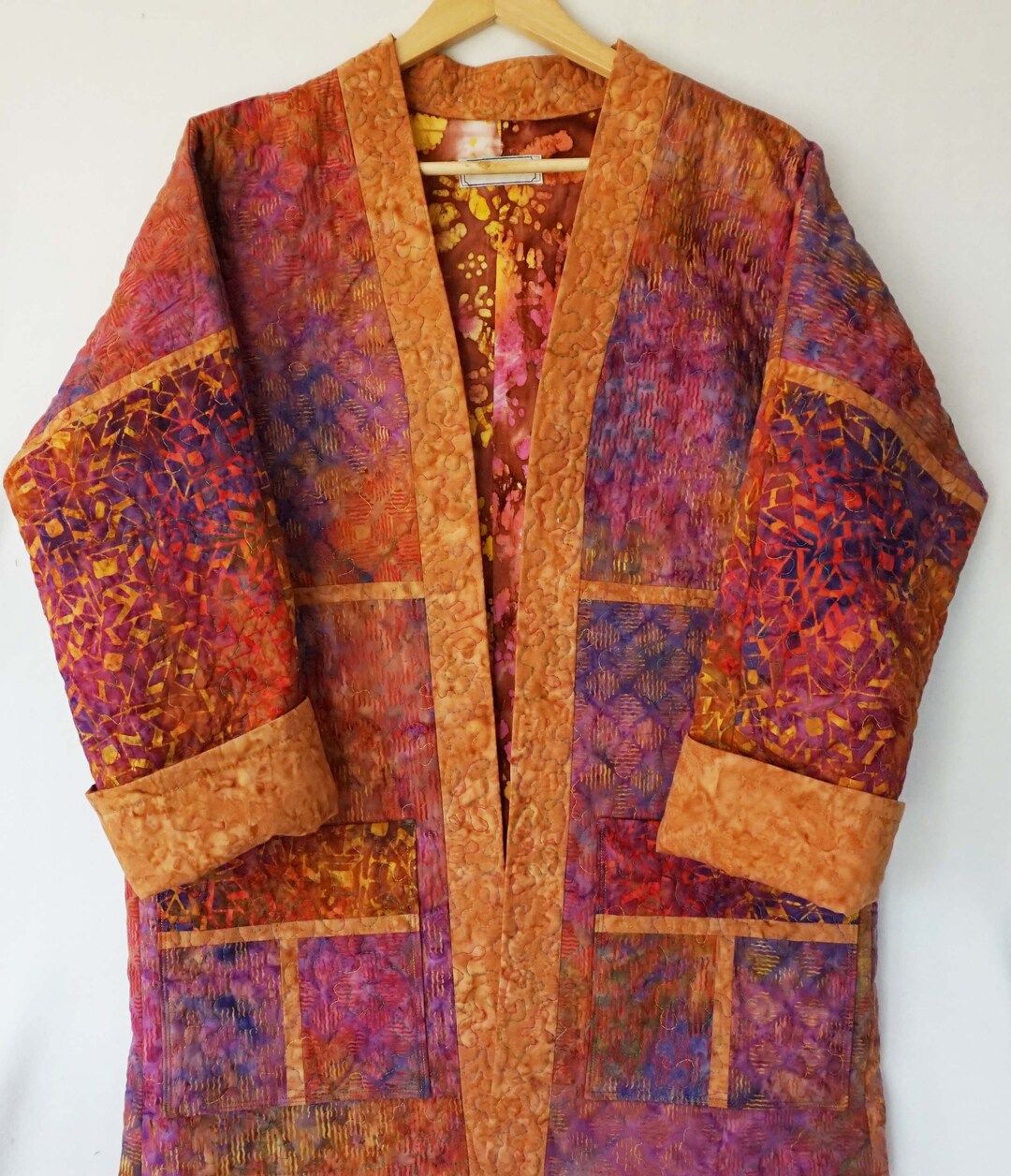Fuchsia Geometry Kimono Jacke M Etsy.de