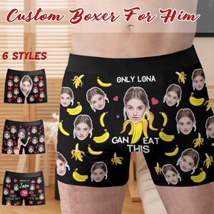 Caleçons photo personnalisés pour homme, caleçons visage personnalisés pour mari, sous-vêtements avec nom, sous-vêtements avec visage, Saint-Valentin/cadeau d'anniversaire