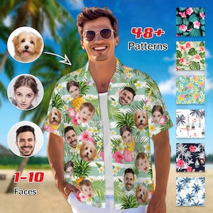 Custom Photo Hawaiian Shirt for Men Women, Personalized Hawaiian Shirt With Face, Birthday Gifts, Shirt With Dog Face, Custom Face Hawaiian