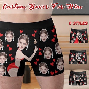 Boxers personnalisés pour homme, Boxers photo personnalisés, Sous-vêtements avec visage, Cadeau d'anniversaire de la Saint-Valentin, Boxers pour petit ami/mari